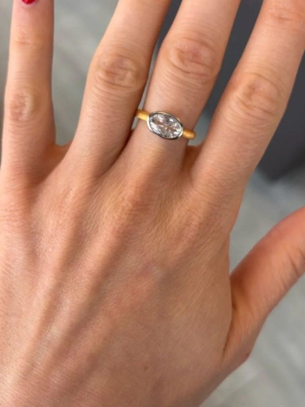 The Susan Gold and Silver two tone Oval Solitaire Ring in Gold sterling silver s